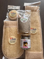 Natuurlijk Bad Set | Pompoen Vezel Set + Masker Klei + Zuivering Tijd met Spa Zout