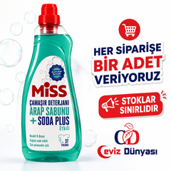 Miss Arap Sabunu + Soda Plus Sıvı Çamaşır Deterjanı 1500 ml – 37 Yıkama