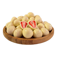 Witte Chocolade Aardbei Dragee | Natuurlijke Smaak