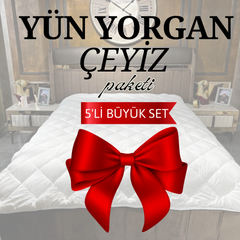 5-delige bruidsschat van natuurlijk merinos lamswol 🎀