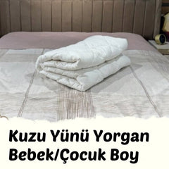 Kuzu Yünü Bebek Yorganı – 100x150 cm | Doğal, Terletmeyen, Alerji Dostu