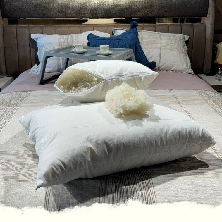 Doğal Kuzu Boncuk Yünü Yastık | 50x70 cm | 900 gram Merinos Kuzu Yünü 💤🐑