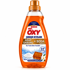 Mr. Oxy Arap Sabunu + Soda Katkılı Sıvı Çamaşır Deterjanı – Beyazlar & Renkliler 1480 ml | 37 Yıkama