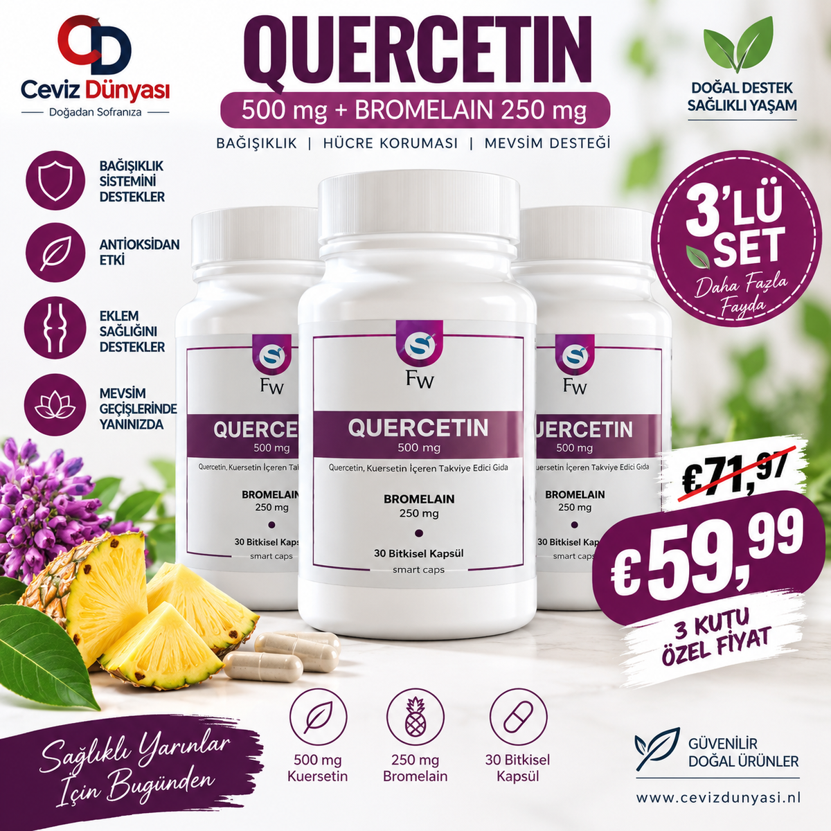 Quercetine + Bromelaïne 30 Capsules | Smart Caps