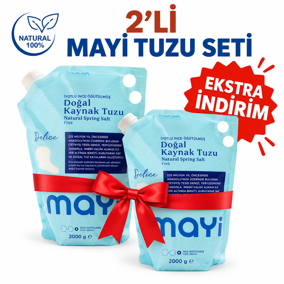 Mayi Kaya Tuzu Seti | 2 x 2kg Doğal Kaya Tuzu