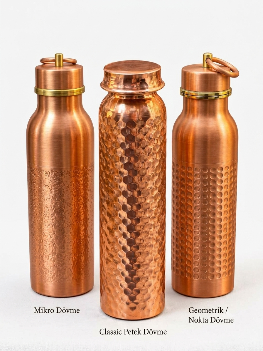 Kırmızı Dövme Bakır Matara (1 Litre)