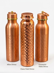 Kırmızı Dövme Bakır Matara (1 Litre)