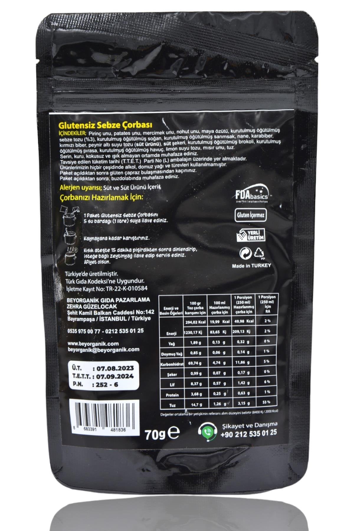 Organik Glutensiz Sebze Çorbası 70 g (10 Dk Hazır)