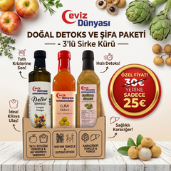Doğal Detoks ve Şifa Paketi - 3’lü Sirke Kürü (Elma, Enginar, Longan)