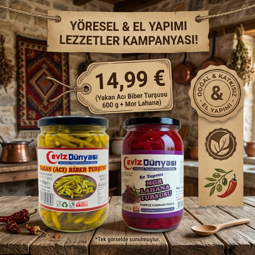 Doğal Turşu Paketi Yakan Acı Biber + Mor Lahana Turşusu